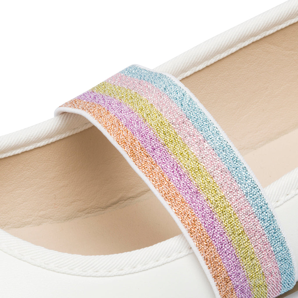 Ballerine bianche con fascia arcobaleno 10 Baci