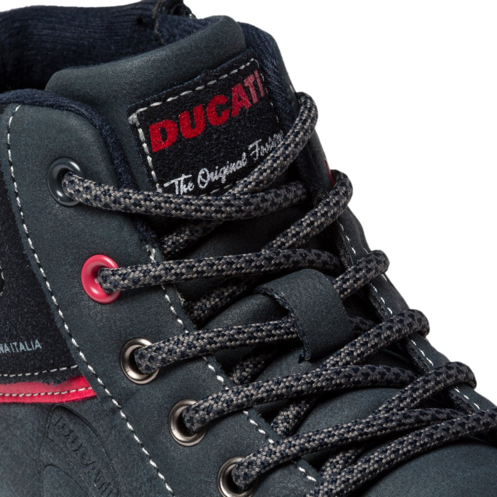 Sneakers alte blu navy con colletto imbottito e logo laterale Ducati