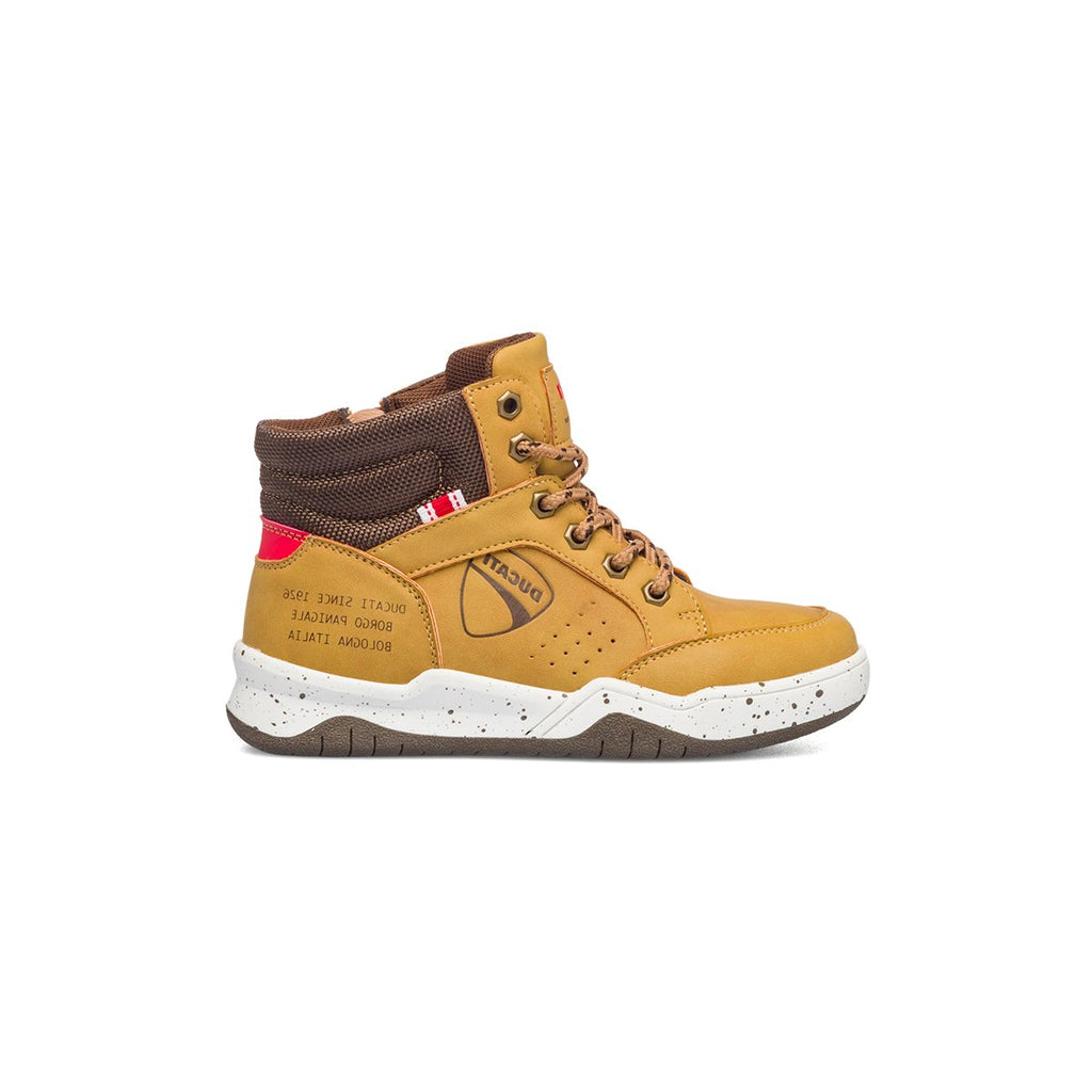 Sneakers alte color camel con logo laterale Ducati