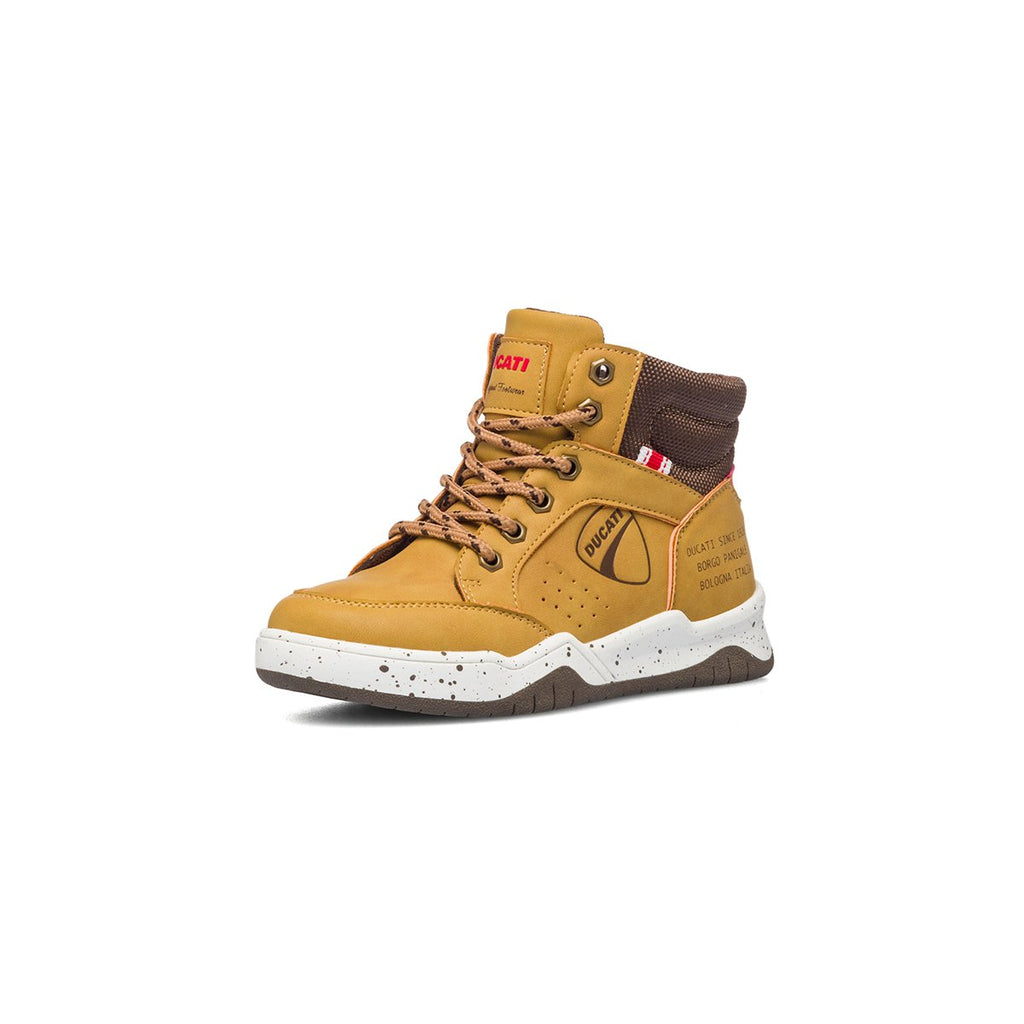 Sneakers alte color camel con logo laterale Ducati