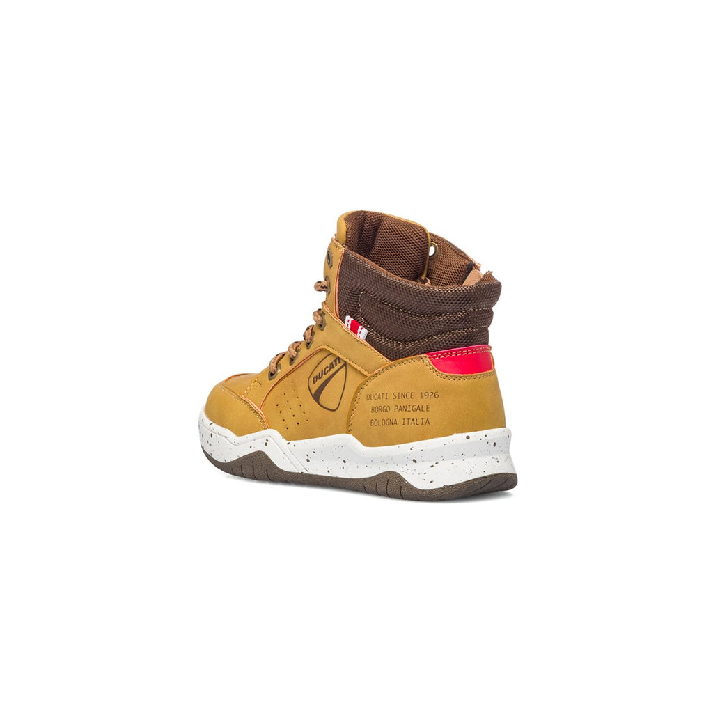 Sneakers alte color camel con logo laterale Ducati