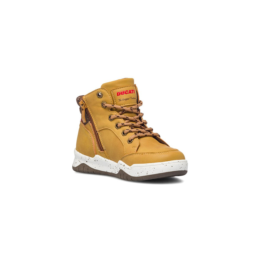 Sneakers alte color camel con logo laterale Ducati