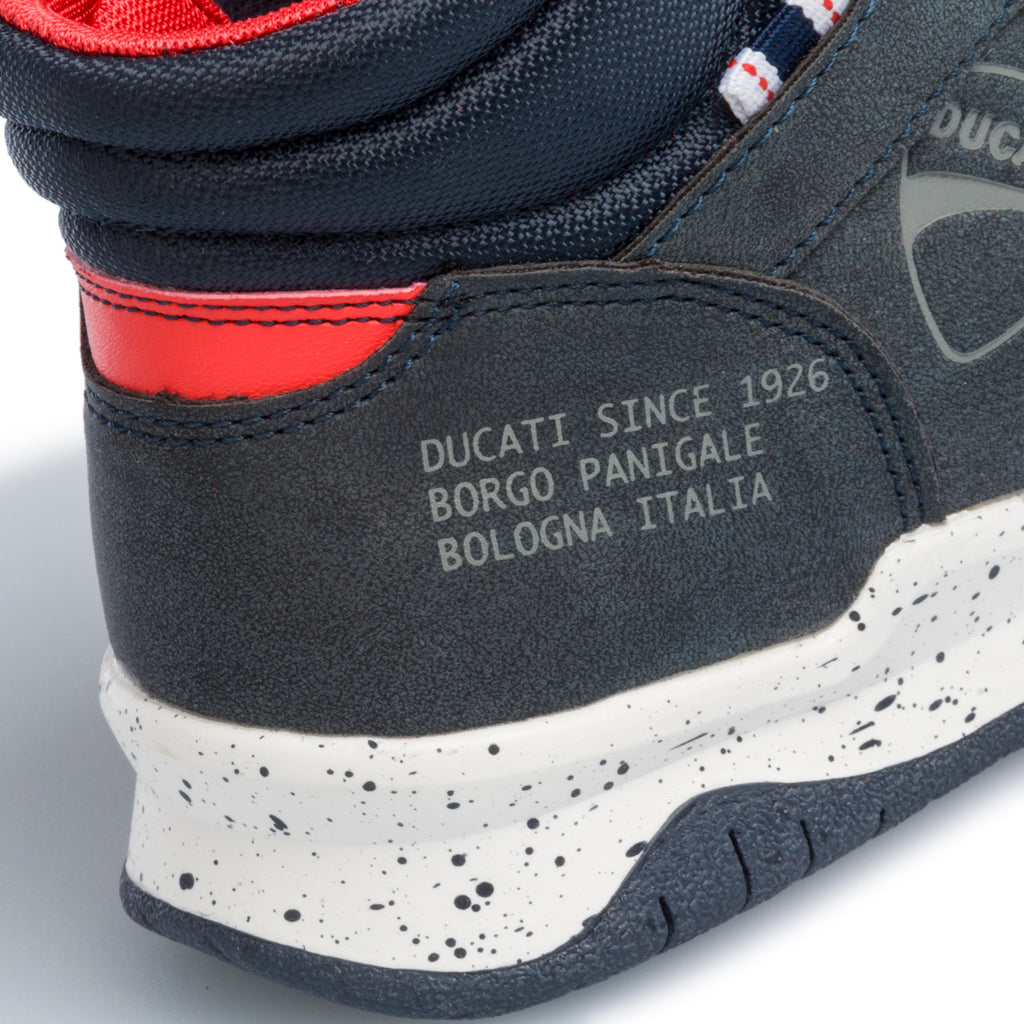 Sneakers alte blu con logo laterale Ducati