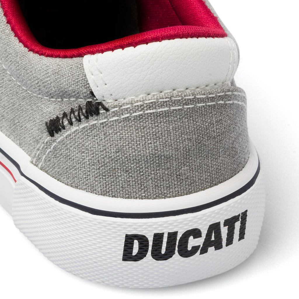 Sneakers grigie da bambino in tessuto con logo laterale Ducati