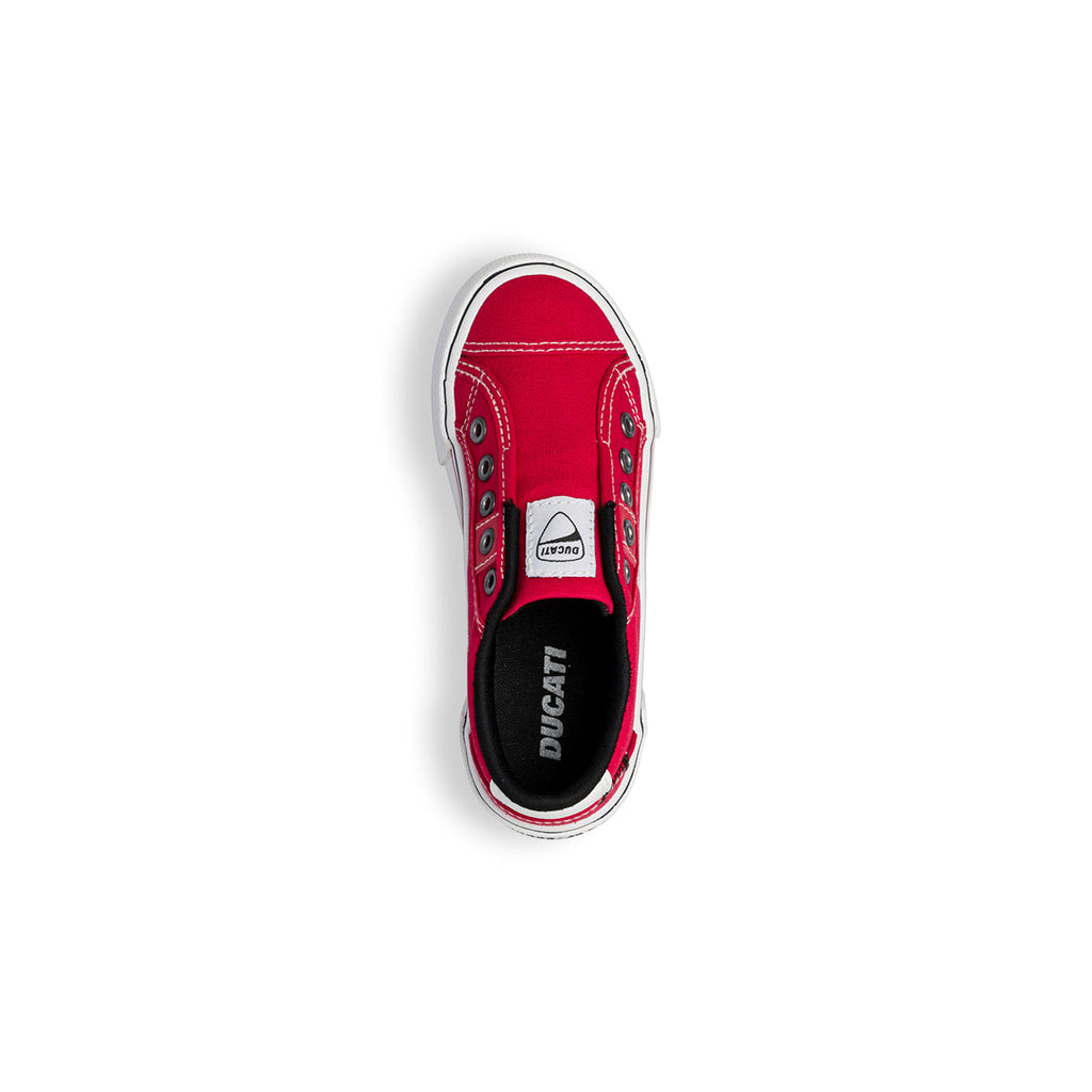 Sneakers rosse da bambino in tessuto con logo laterale Ducati