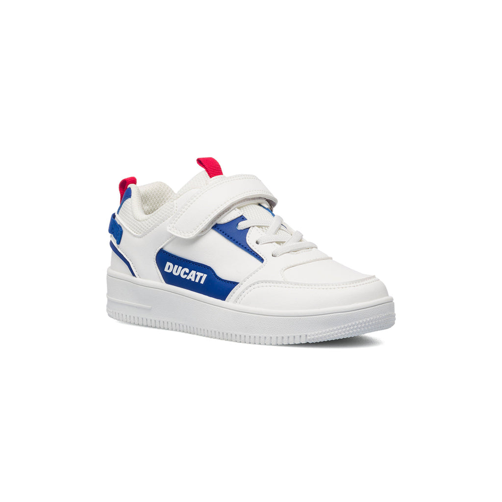 Sneakers bianche da bambino con logo laterale Ducati