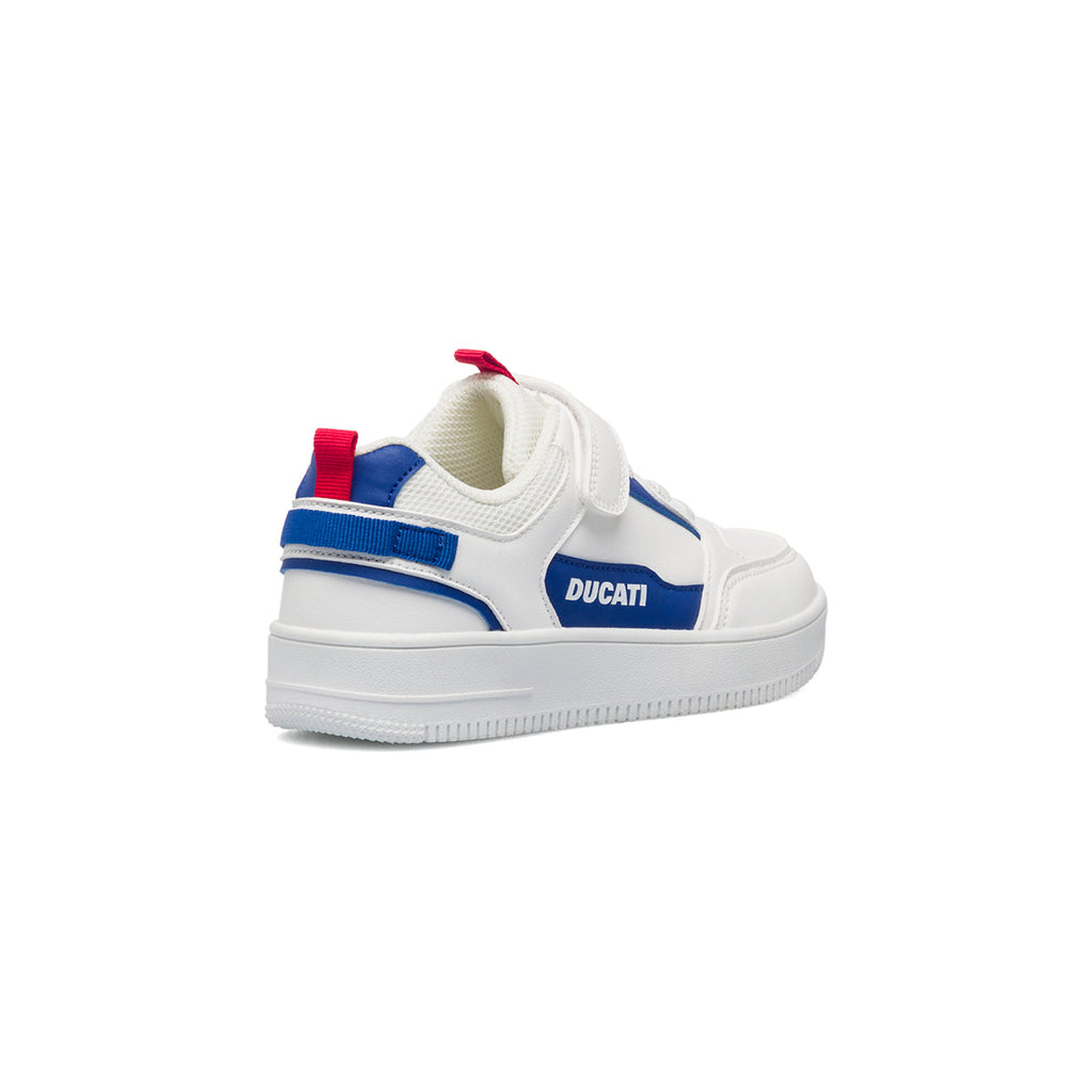 Sneakers bianche da bambino con logo laterale Ducati