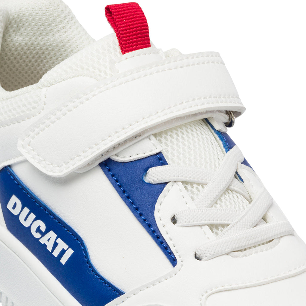 Sneakers bianche da bambino con logo laterale Ducati