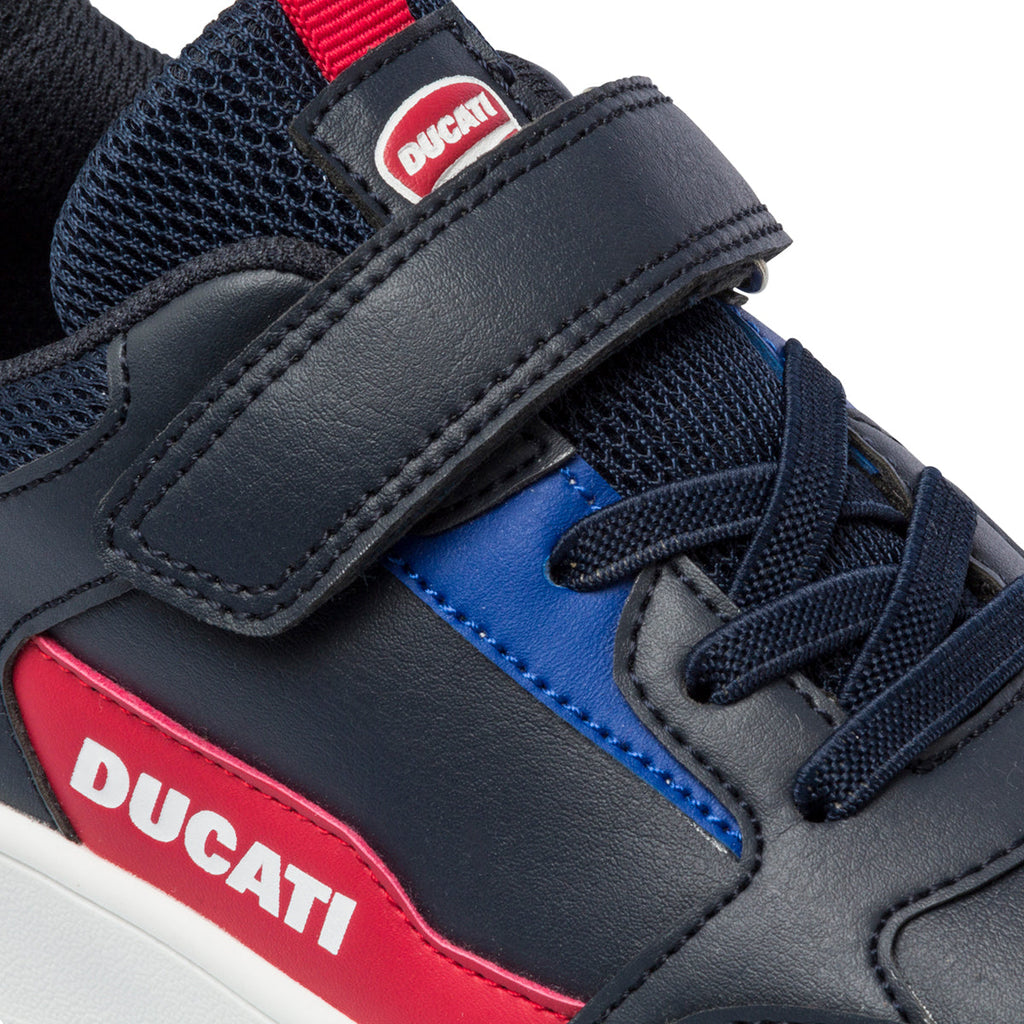 Sneakers blu da bambino con logo laterale Ducati