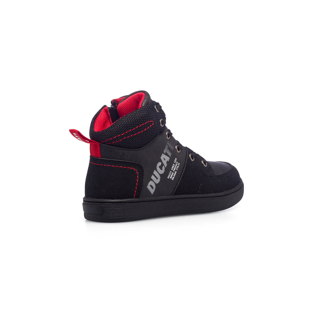 Sneakers alte nere da bambino con logo laterale Ducati