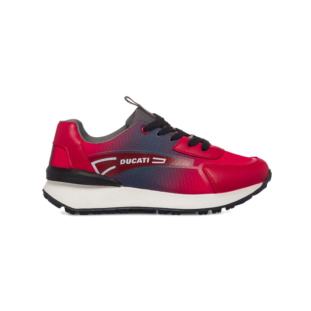 Sneakers rosse da bambino con logo laterale Ducati