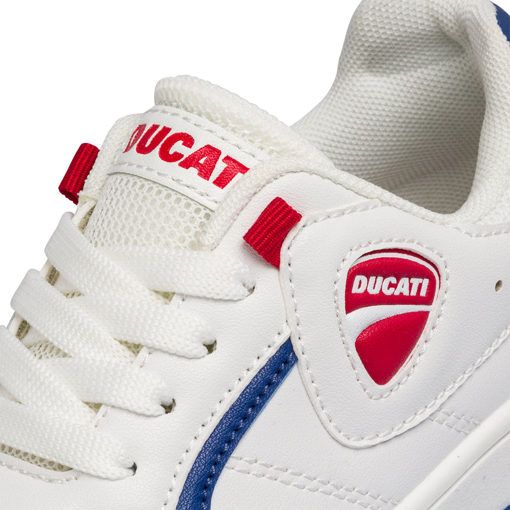 Sneakers bianche da bambino con logo laterale Ducati