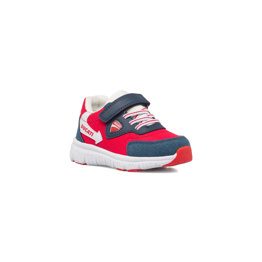 Sneakers rosse e blu da bambino con logo laterale Ducati