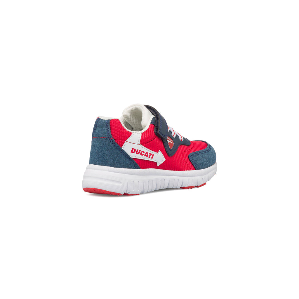 Sneakers rosse e blu da bambino con logo laterale Ducati