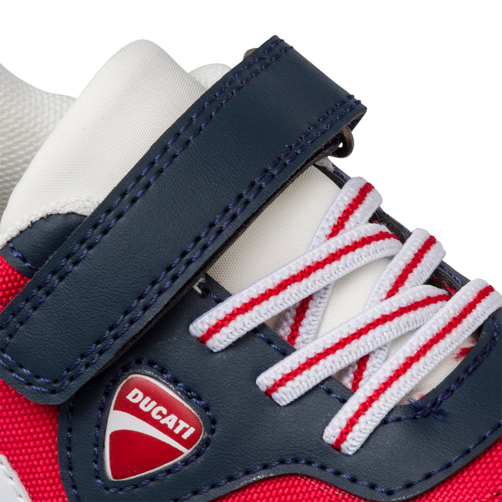 Sneakers rosse e blu da bambino con logo laterale Ducati