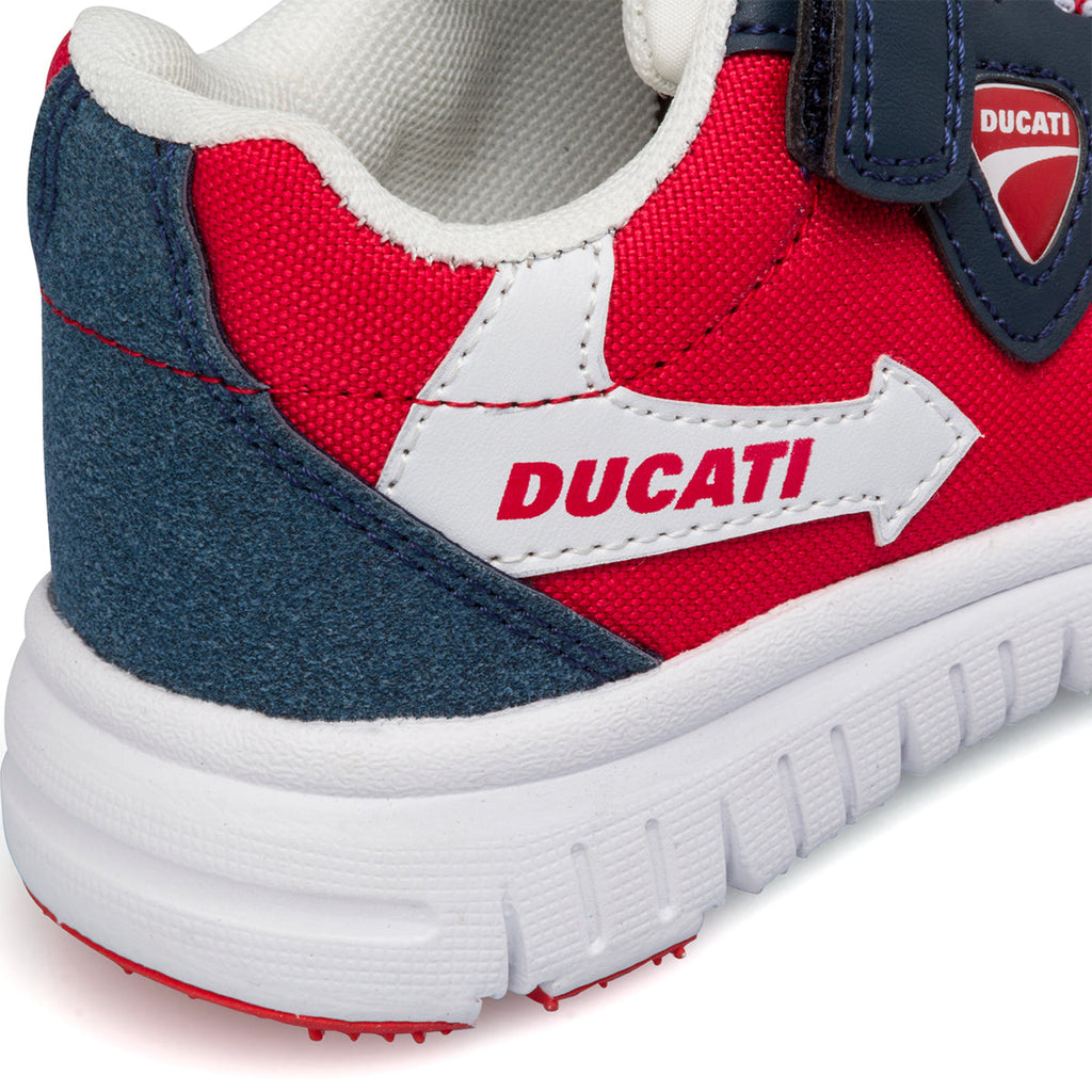 Sneakers rosse e blu da bambino con logo laterale Ducati