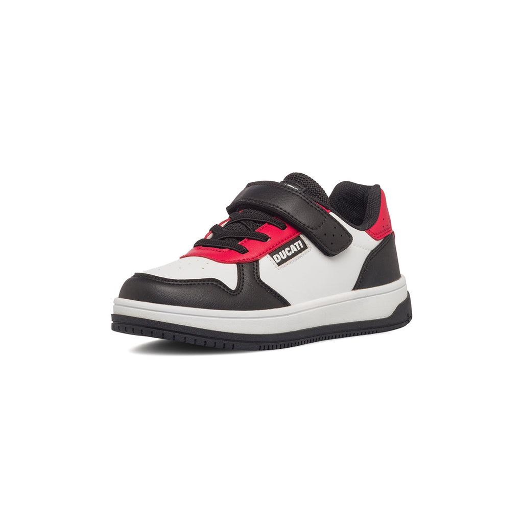 Sneakers bianche e nere da bambino con logo sul tallone Ducati