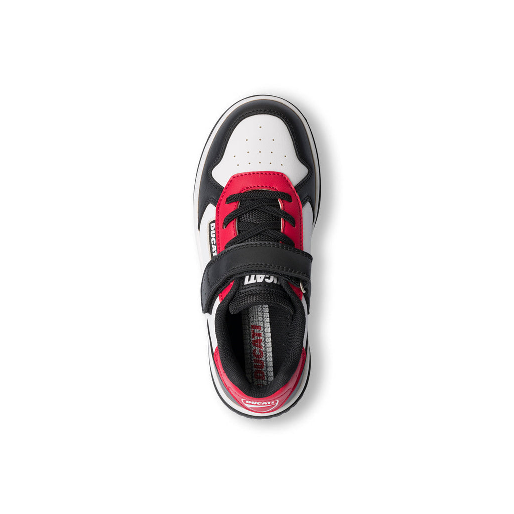 Sneakers bianche e nere da bambino con logo sul tallone Ducati