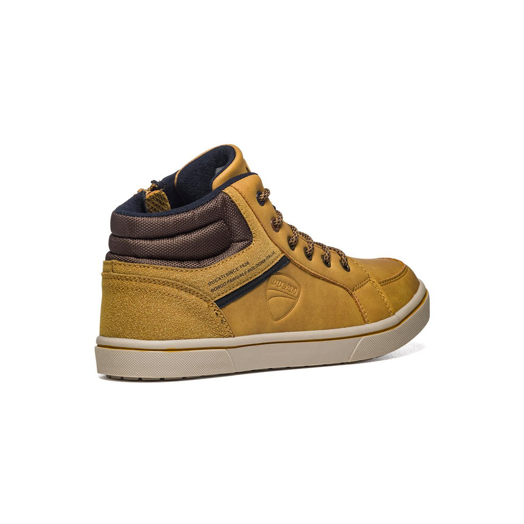 Sneakers alte marroni con colletto imbottito e logo laterale Ducati