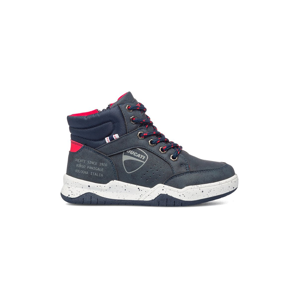 Sneakers alte blu navy con logo laterale Ducati