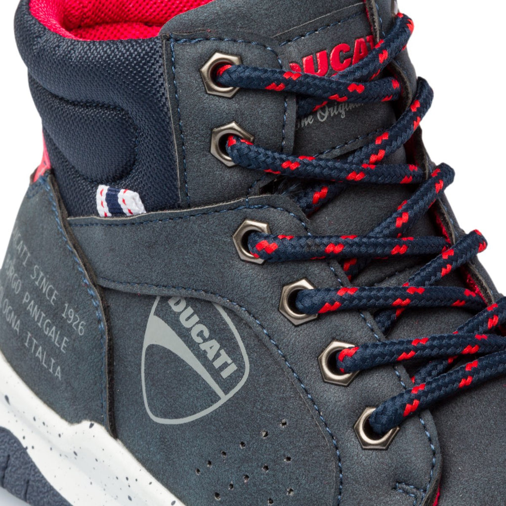 Sneakers alte blu navy con logo laterale Ducati