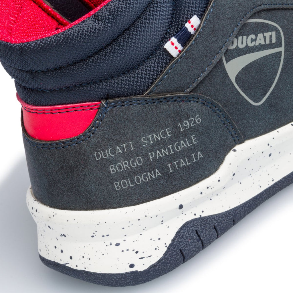 Sneakers alte blu navy con logo laterale Ducati