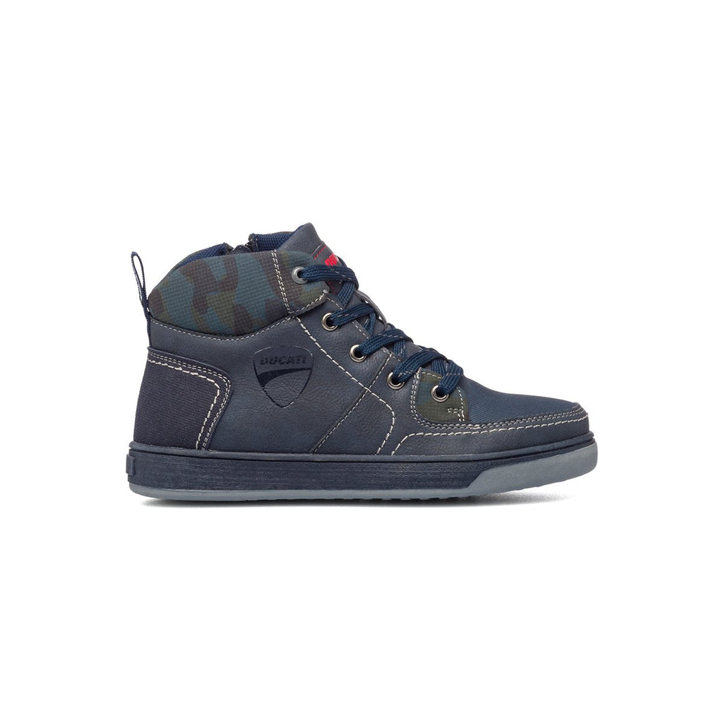 Sneakers alte blu navy con logo laterale Ducati