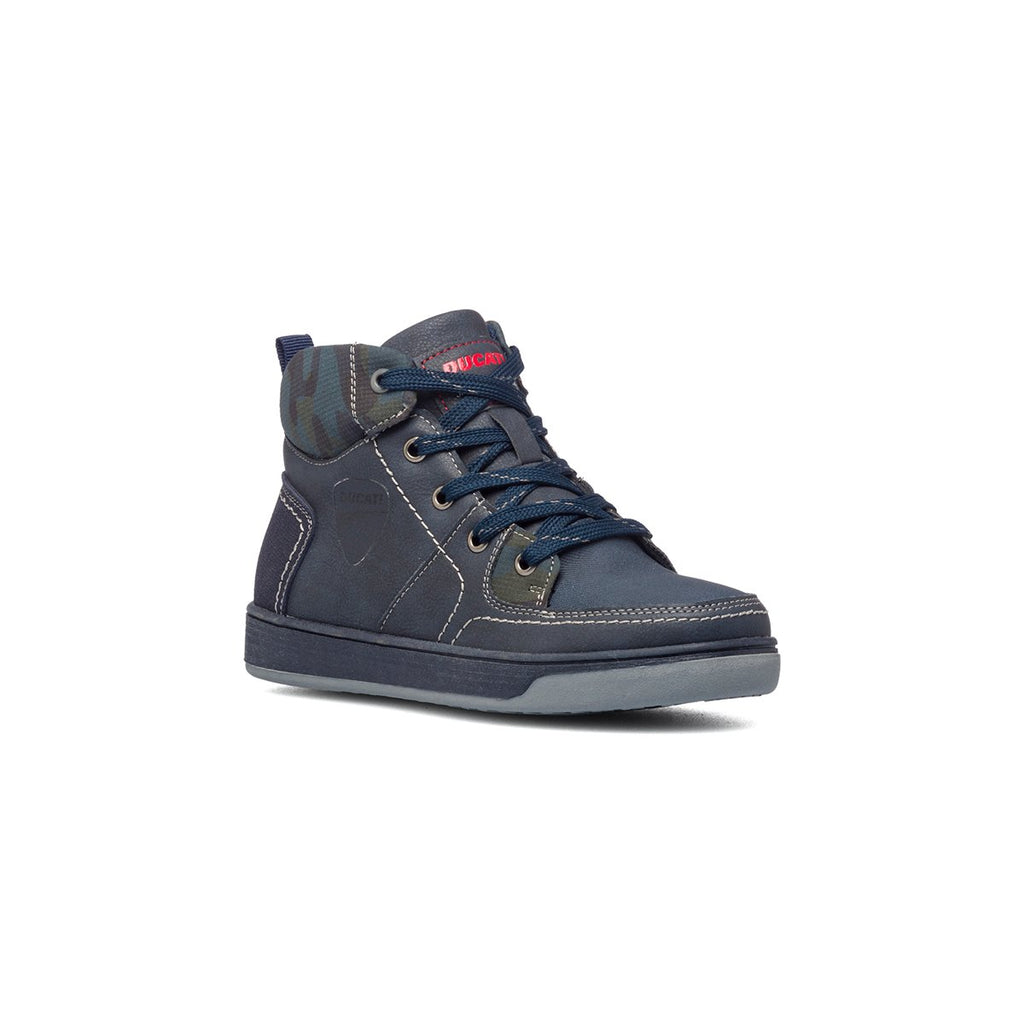 Sneakers alte blu navy con logo laterale Ducati