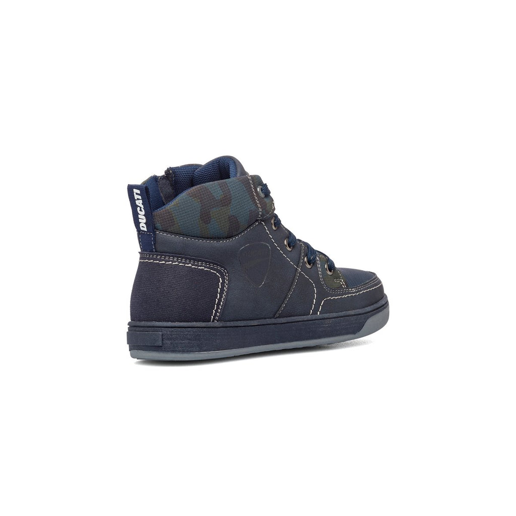 Sneakers alte blu navy con logo laterale Ducati