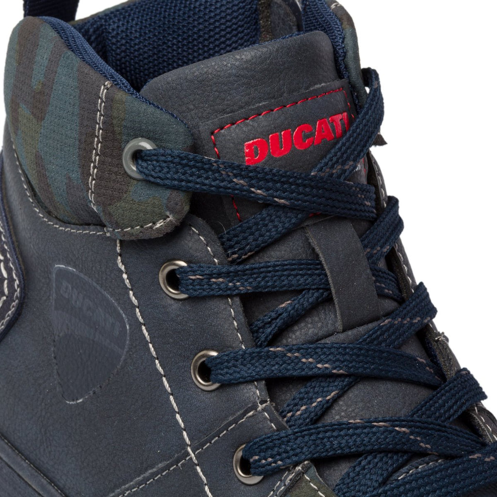 Sneakers alte blu navy con logo laterale Ducati