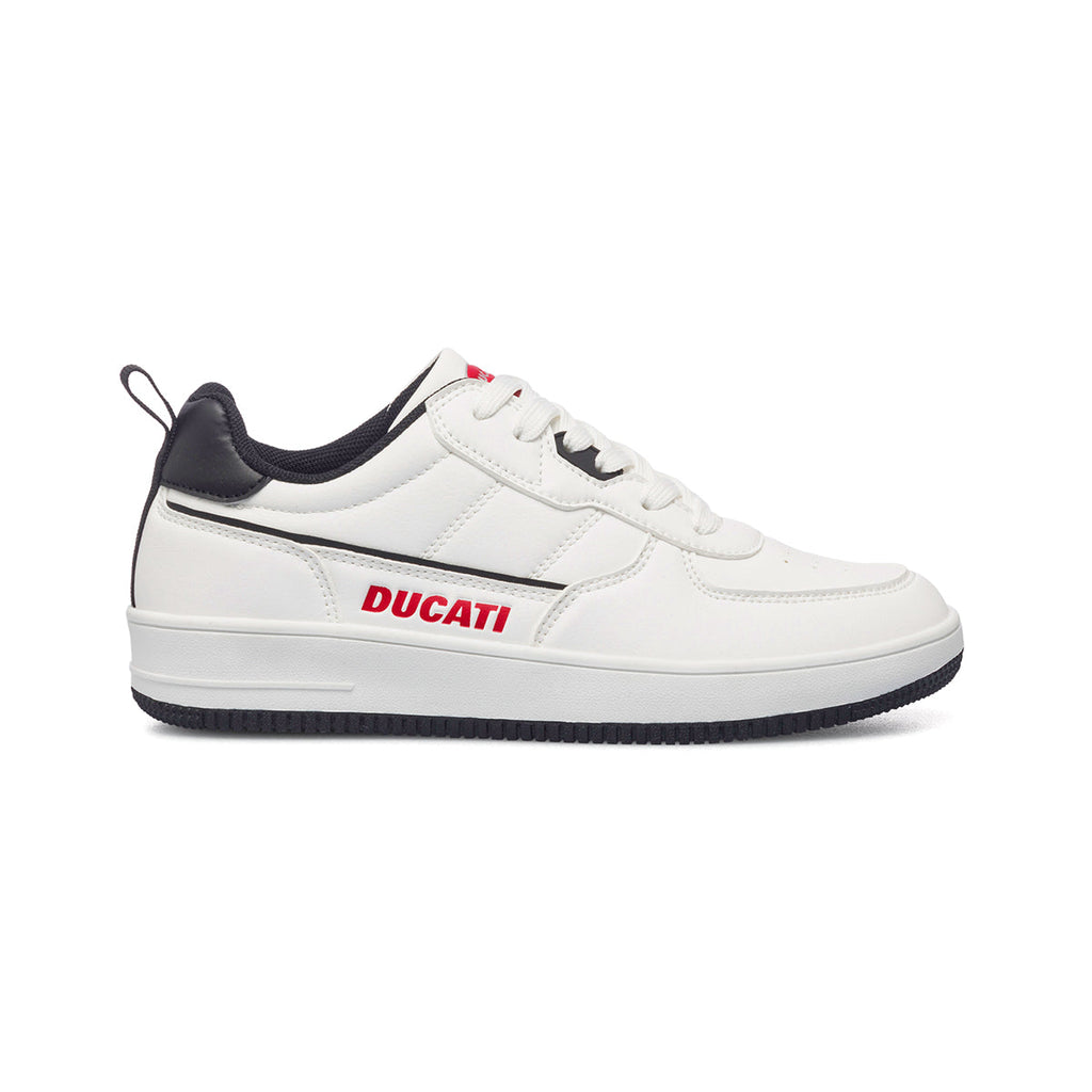 Sneakers bianche da bambino con logo laterale Ducati