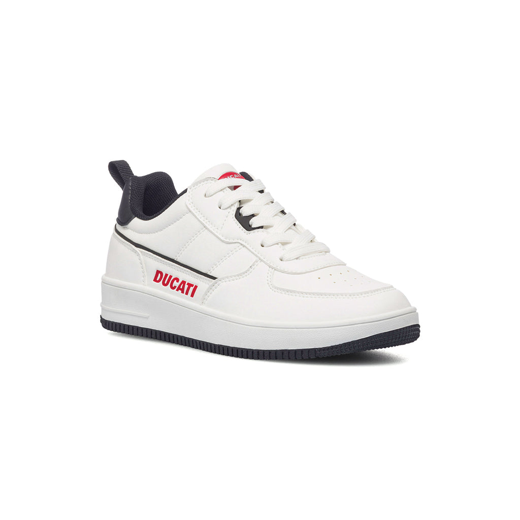 Sneakers bianche da bambino con logo laterale Ducati