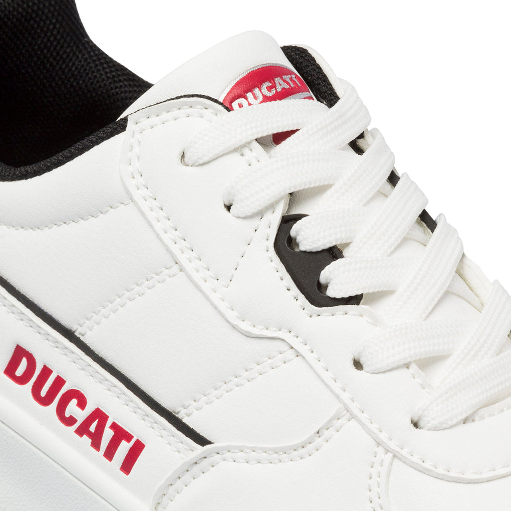 Sneakers bianche da bambino con logo laterale Ducati