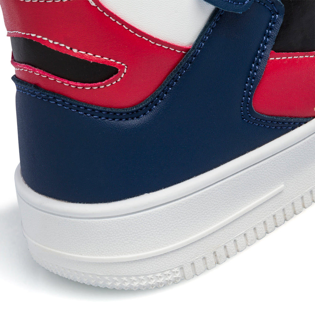 Sneakers alte blu e nere da bambino con logo laterale Ducati