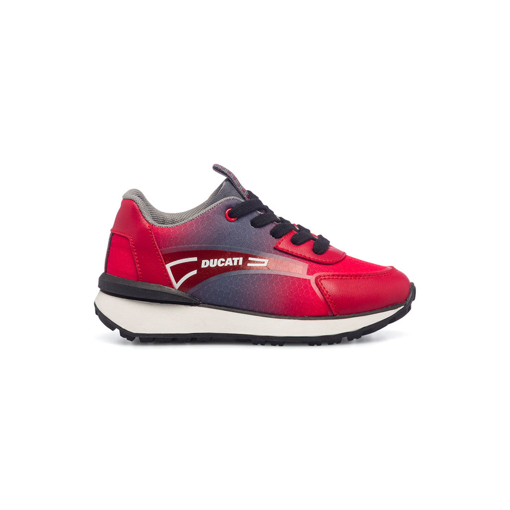 Sneakers rosse e grigie da bambino con logo laterale Ducati