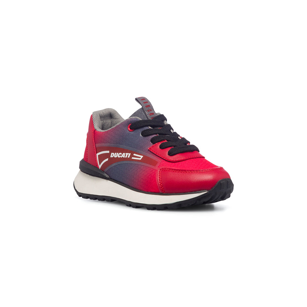 Sneakers rosse e grigie da bambino con logo laterale Ducati