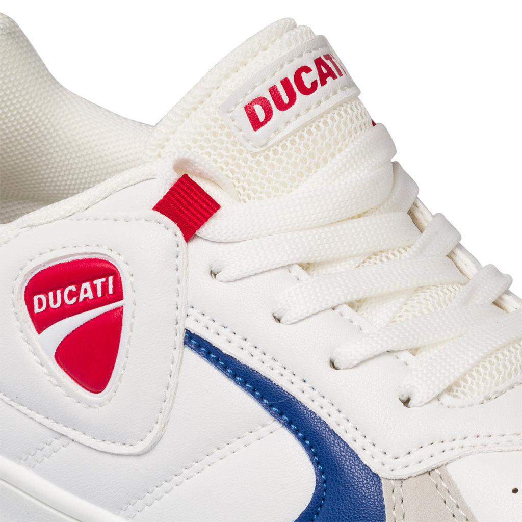 Sneakers bianche da bambino con logo laterale Ducati