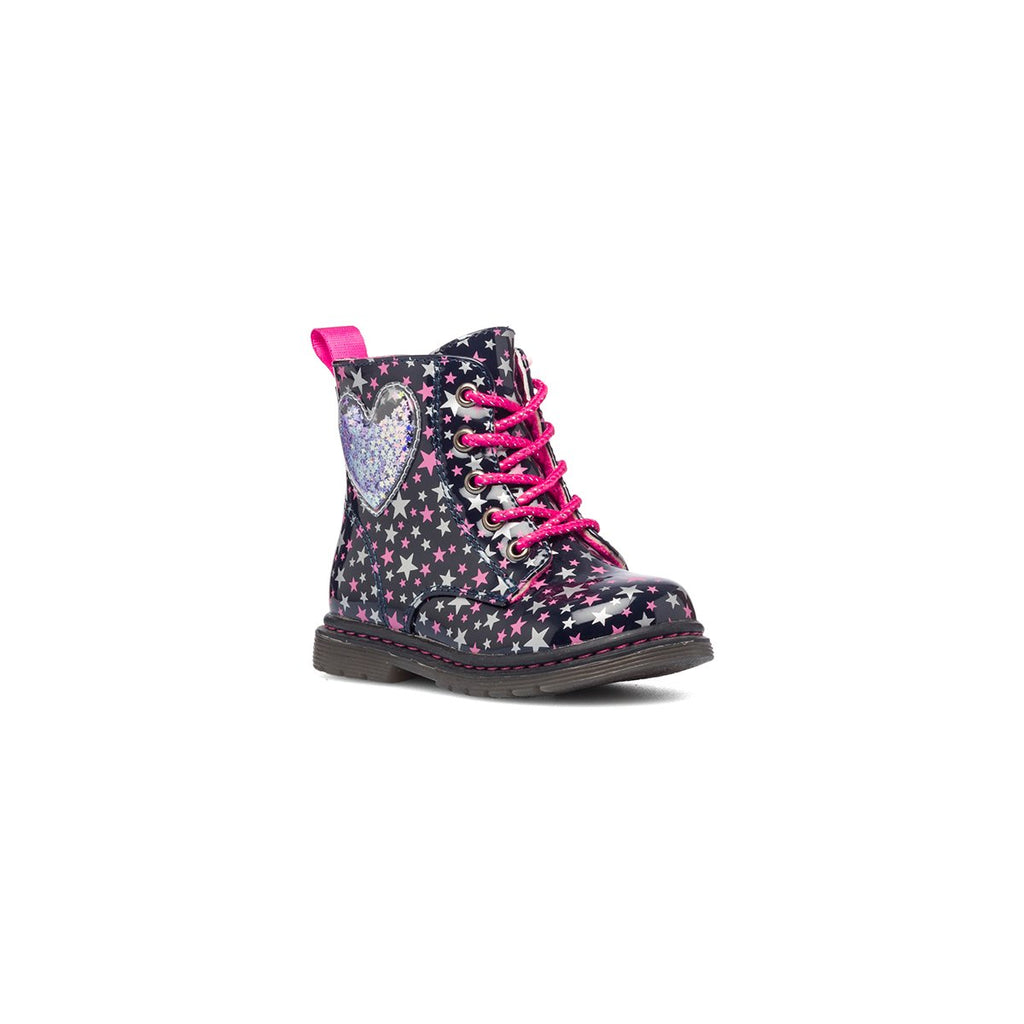 Anfibi blu navy con stelline rosa e argento Le scarpe di Alice