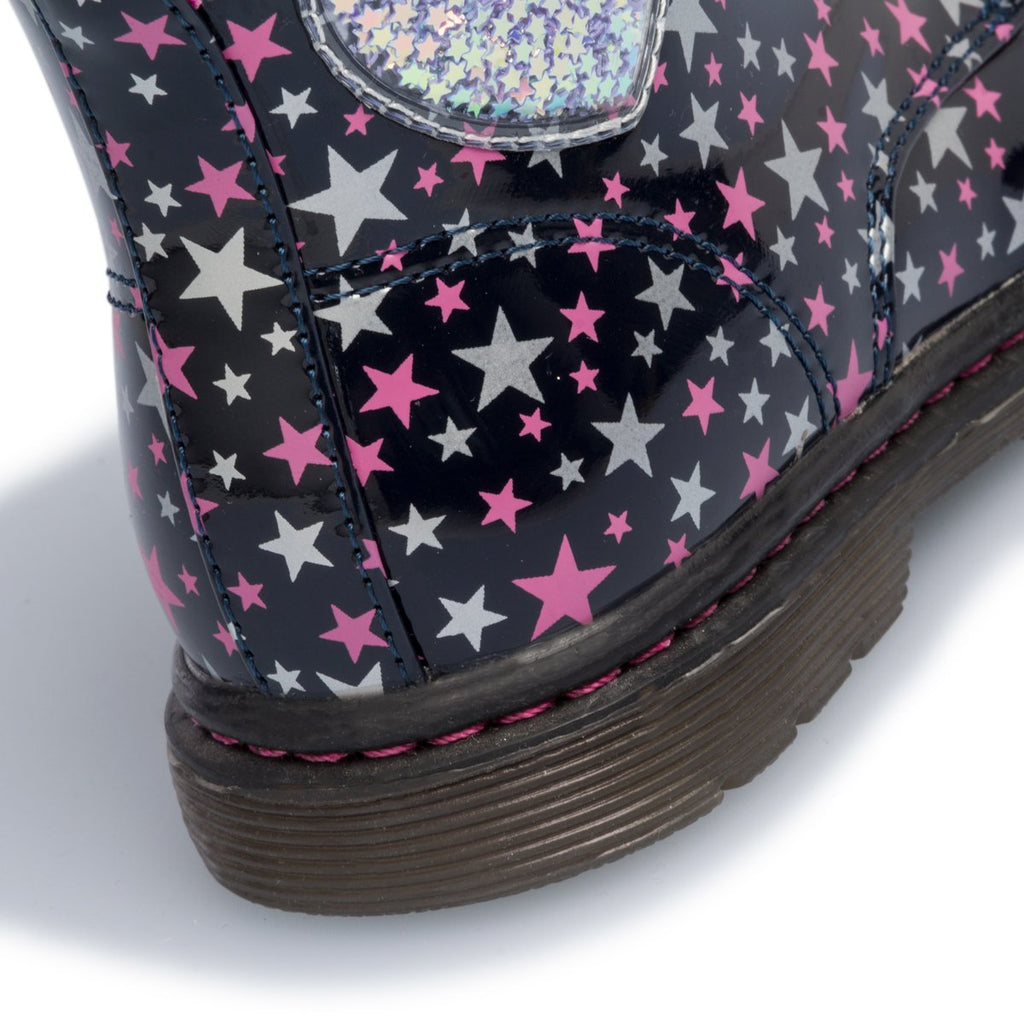 Anfibi blu navy con stelline rosa e argento Le scarpe di Alice