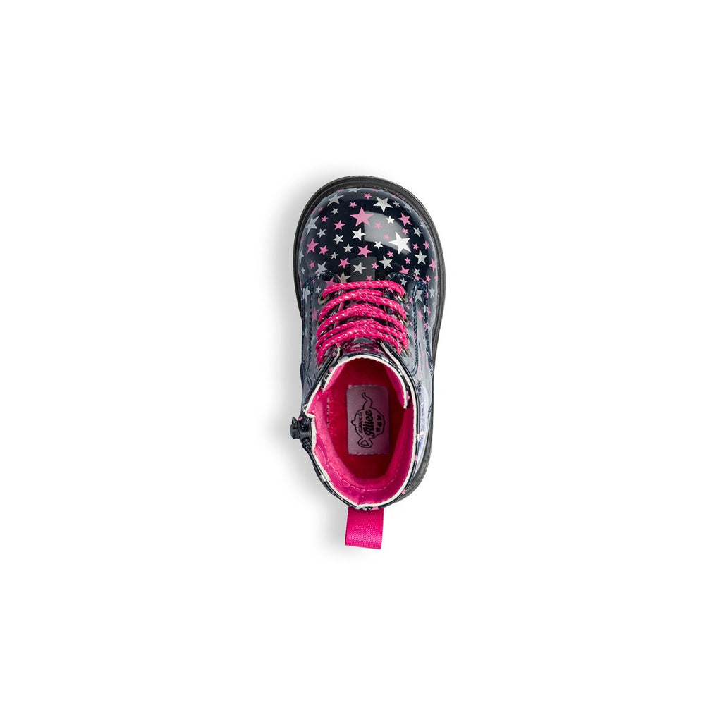 Anfibi blu navy con stelline rosa e argento Le scarpe di Alice