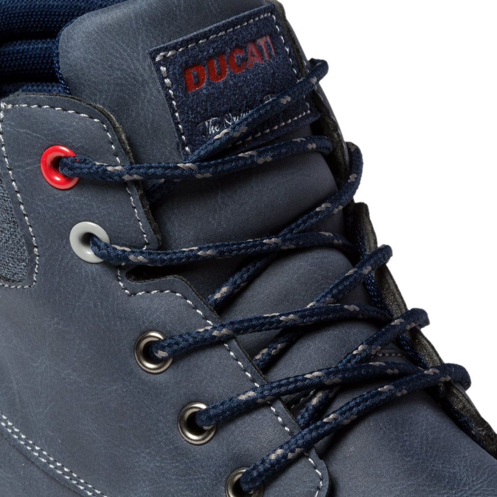 Scarponcini blu navy con colletto imbottito e logo sul tallone Ducati