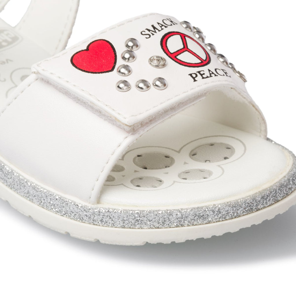 Sandali bianchi con glitter e borchie Chicco Cleo