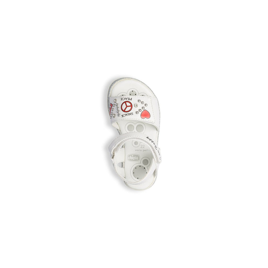 Sandali bianchi con glitter e borchie Chicco Cleo