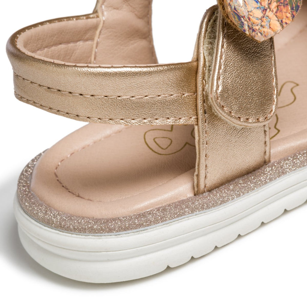 Sandali oro rosa con fiocchetti effetto laminato Le Scarpe di Alice