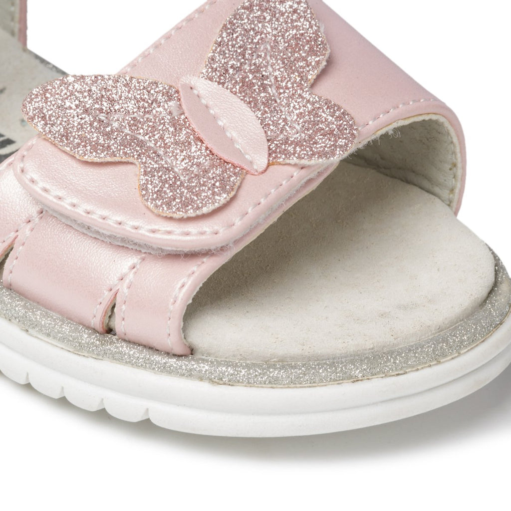 Sandali primi passi rosa con farfalla effetto glitterato Le Scarpe di Alice