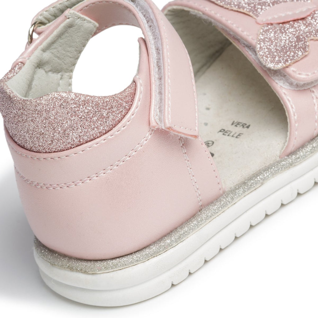 Sandali primi passi rosa con farfalla effetto glitterato Le Scarpe di Alice