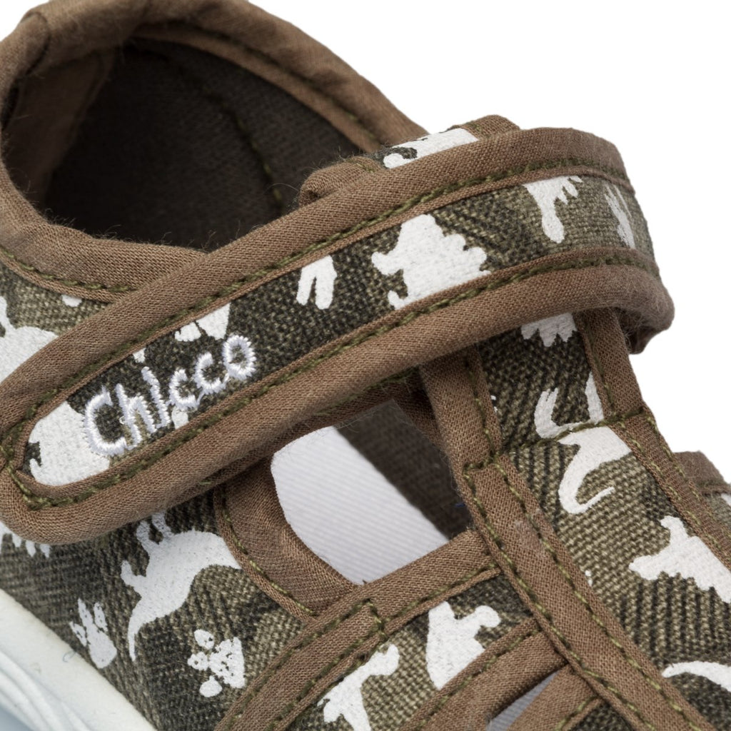 Pantofole khaki in tessuto stampato Chicco Tullio