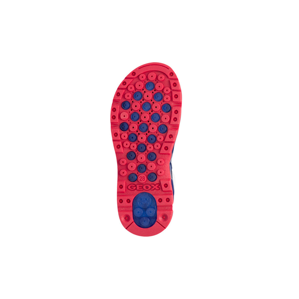 Sandali primi passi blu da bambino con luci nella suola e stampa Spiderman Geox Android