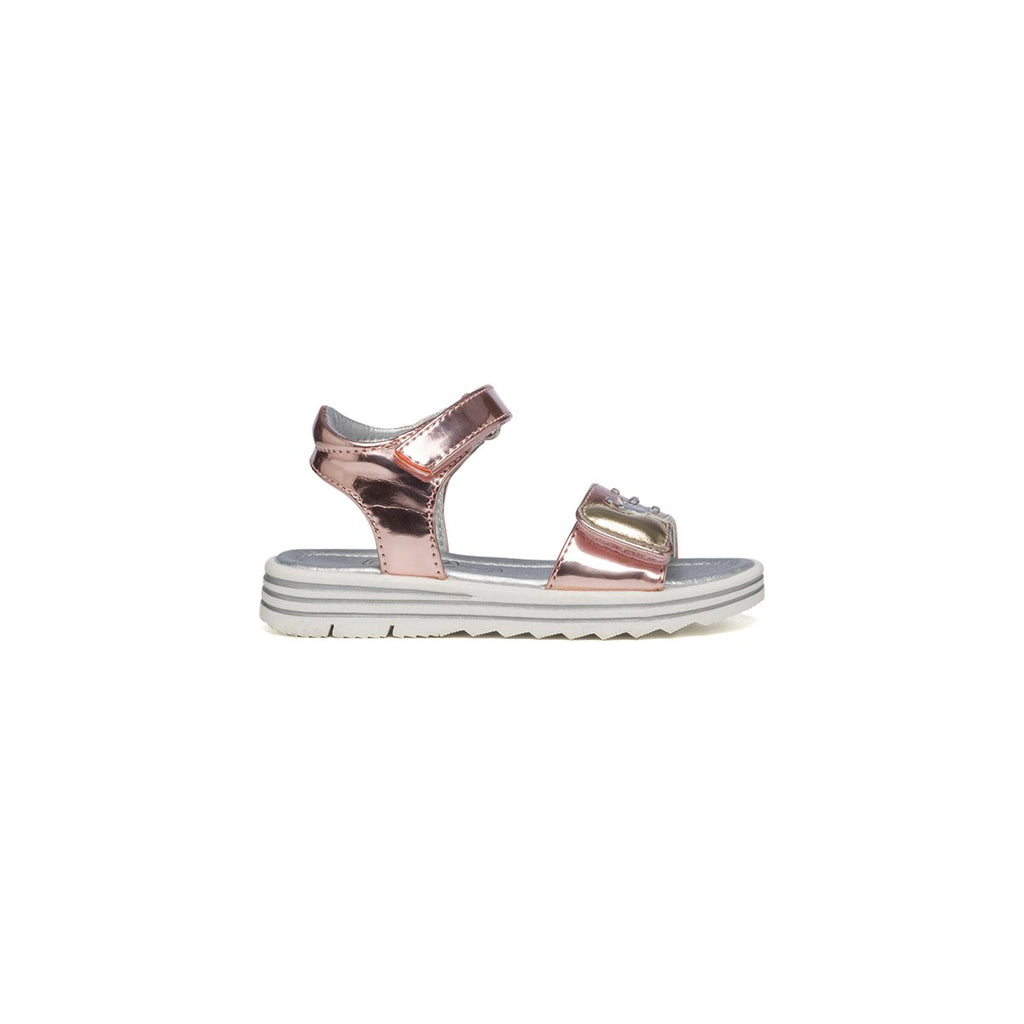 Sandali rosa effetto laminato con piccole borchie Le Scarpe di Alice