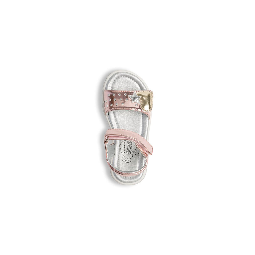 Sandali rosa effetto laminato con piccole borchie Le Scarpe di Alice